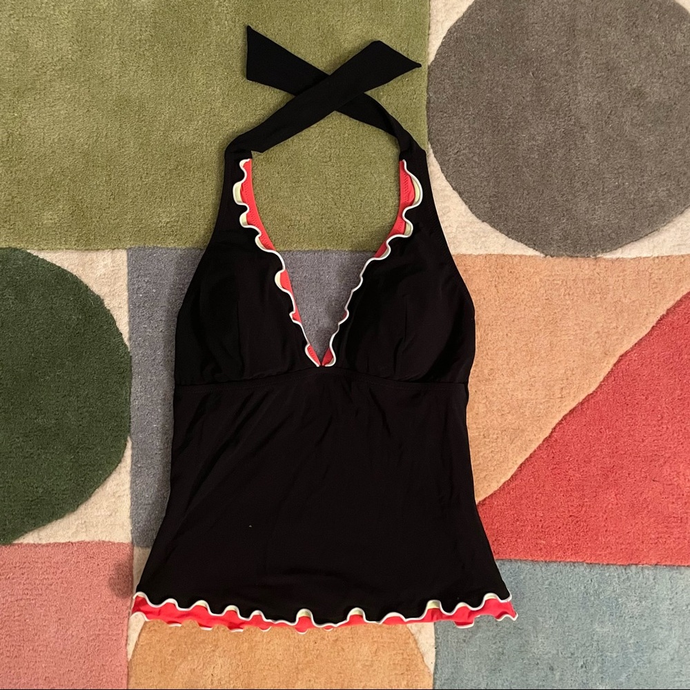 Profile ruffle tankini halter top